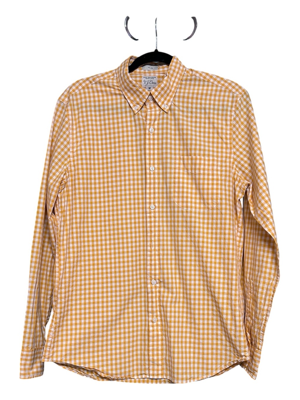J. Crew Yellow and White Gingham Button-Down Shirt - Men's